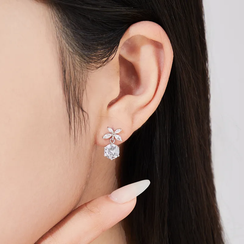 Lao Feng Xiang S999 Silver Earrings Women's-4