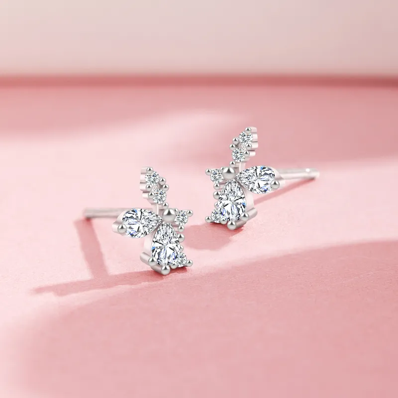 Lao Feng Xiang S999 Fine Silver Stud Earrings Women's-6