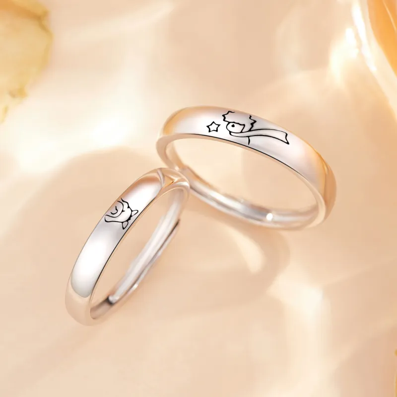 Lao Feng Xiang S999 Fine Silver Ring Pair Unisex-8