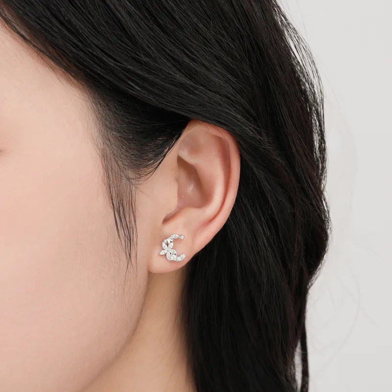 Lao Feng Xiang S999 Silver Sterling Silver Stud Earrings Women's-2