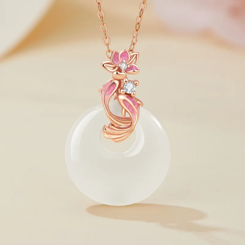 Lao Feng Xiang Chalcedony Jade Necklace For Women's Women's-12