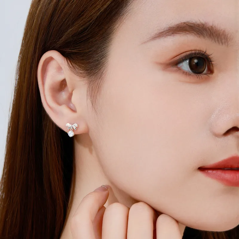 Lao Feng Xiang 999 Fine Silver Stud Earrings Women's-6