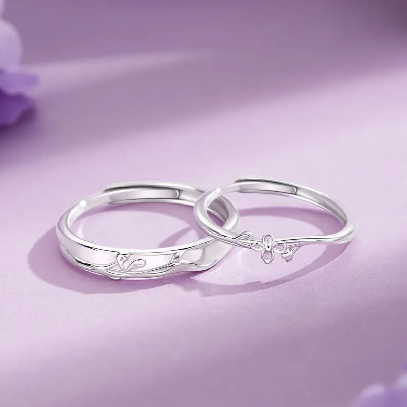 Lao Feng Xiang S925 Silver Ring Pair Unisex-2