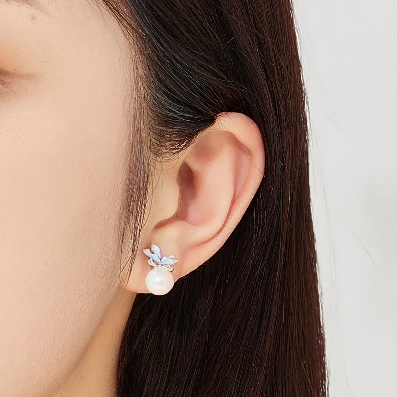 Lao Feng Xiang Pearl Stud Earrings Women's-6