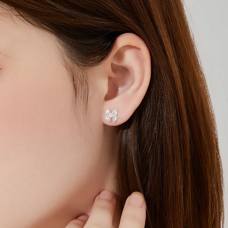 Lao Feng Xiang 925 Sterling Silver Stud Earrings Women's-3