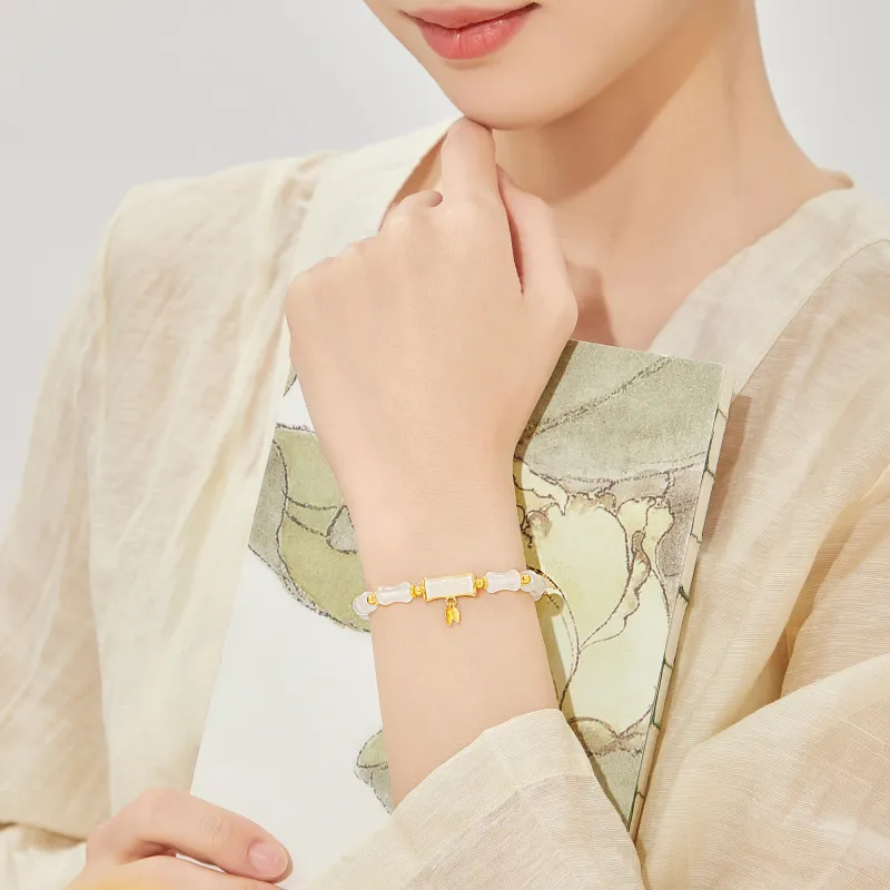Lao Feng Xiang Natural Chalcedony Bracelets Unisex-5