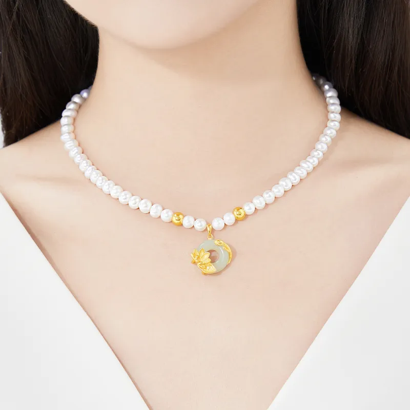 Lao Feng Xiang Pearl Necklaces Women's-4