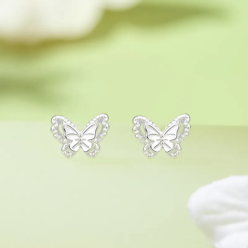 Lao Feng Xiang S999 Fine Silver Stud Earrings Women's-1