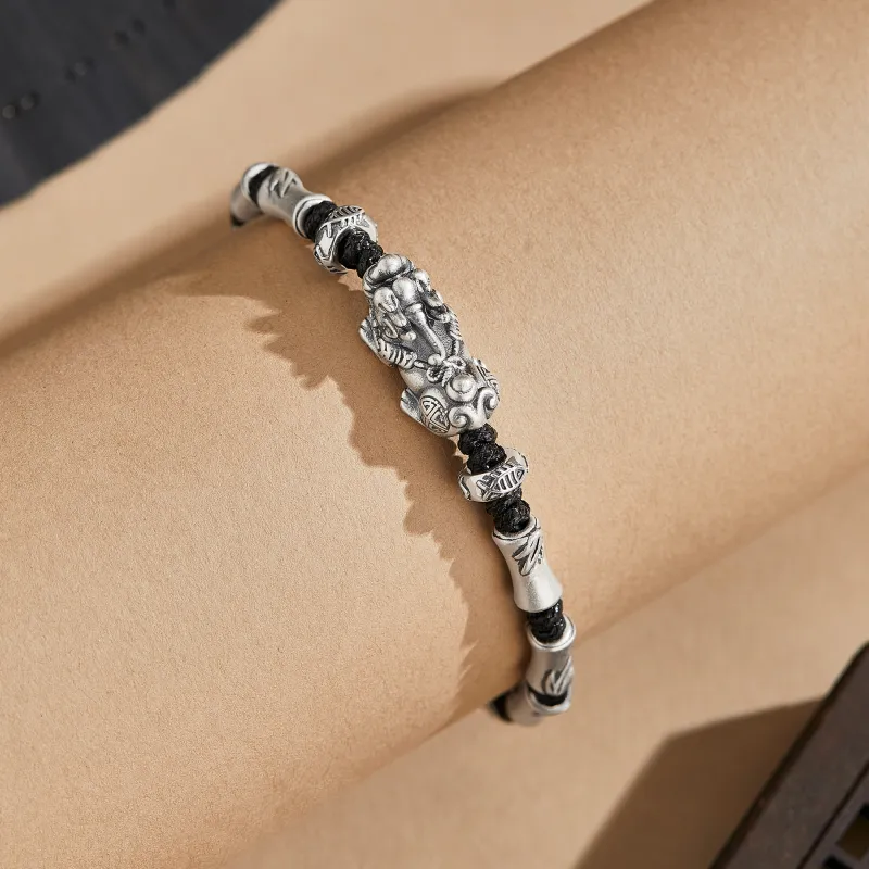 Lao Feng Xiang S999 Fine Silver Pure Silver Bracelets Men's-5