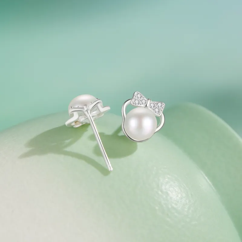 Lao Feng Xiang Pearl Stud Earrings Women's-3