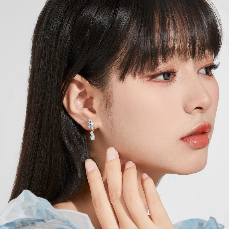 Lao Feng Xiang S925 Sterling Silver Hoop Earrings With Women's Gift Women's-6