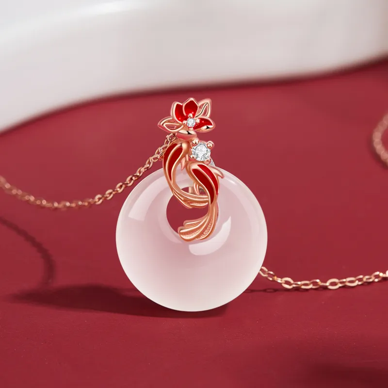 Lao Feng Xiang Chalcedony Jade Necklace For Women's Women's-5