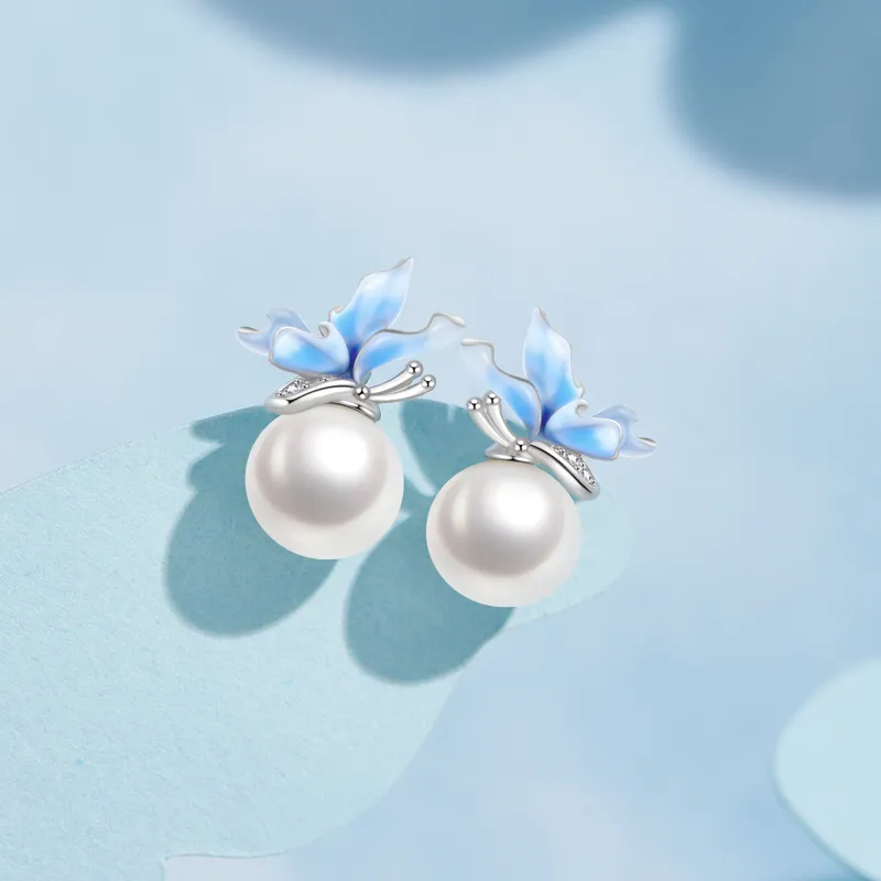 Lao Feng Xiang Pearl Stud Earrings Women's-3