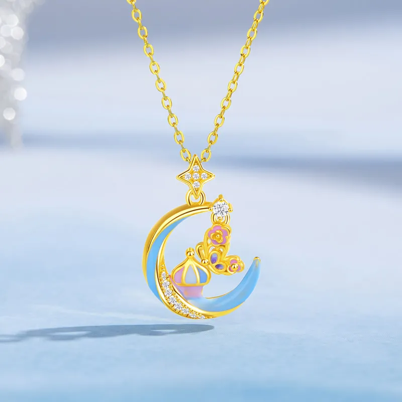 Lao Feng Xiang S925 Silver Necklaces Women's-3