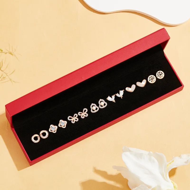 Lao Feng Xiang S925 Silver Stud Earrings Women's-3