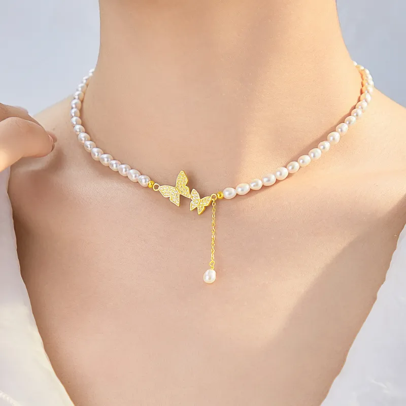 Lao Feng Xiang Pearl Necklaces Women's-4