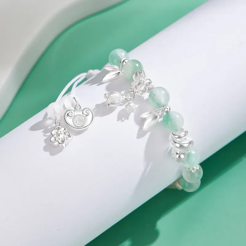 Lao Feng Xiang S925 Half Bangle Half Chain Layering Women's Bestie Girlfriend Box-1