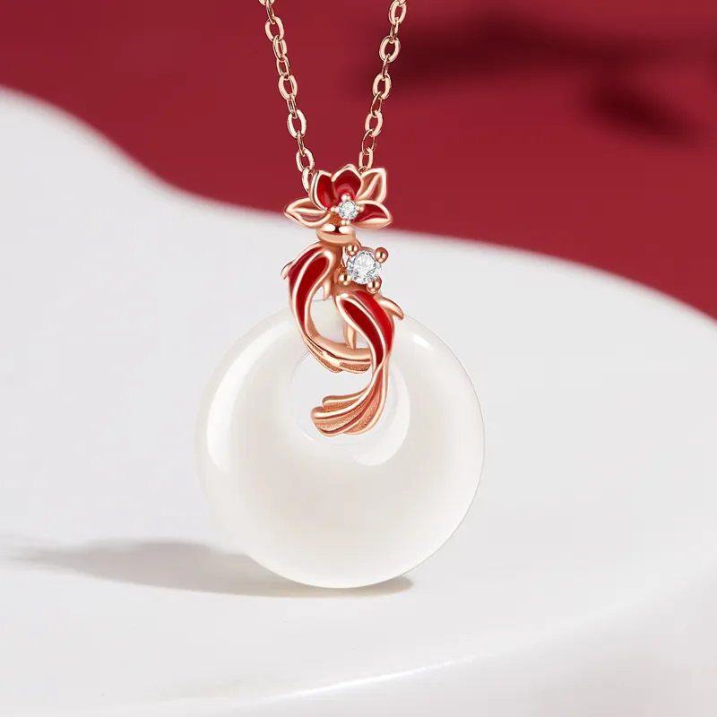 Lao Feng Xiang Chalcedony Jade Necklace For Women's Women's-3