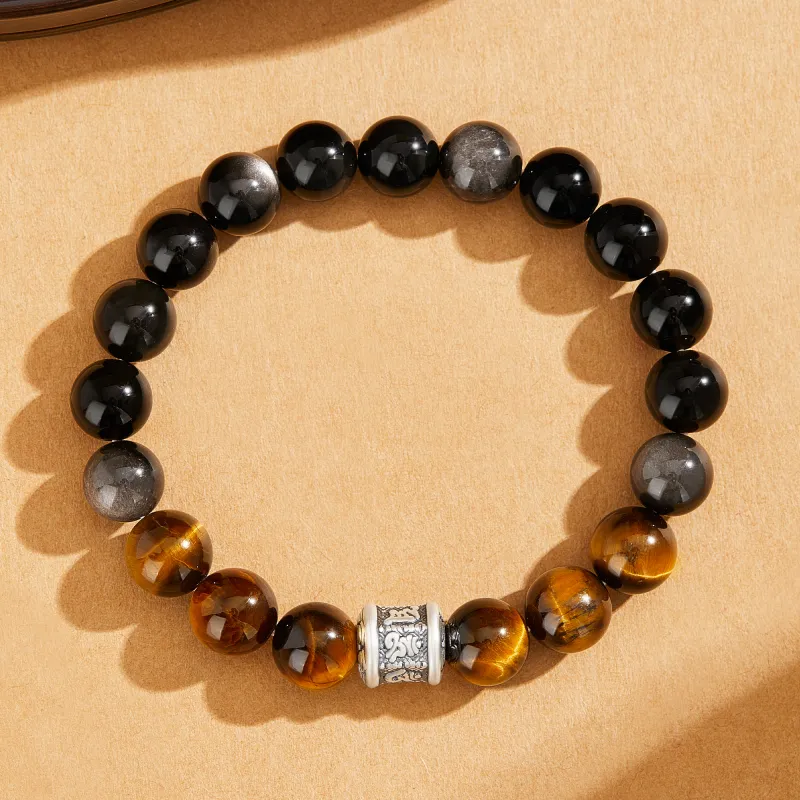 Lao Feng Xiang Natural Obsidian Bracelets Unisex-2