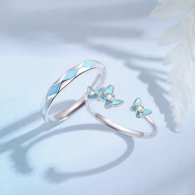 Lao Feng Xiang S925 Silver Ring Pair Unisex-5