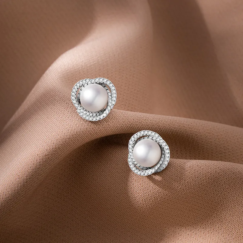 Lao Feng Xiang S925 Silver Stud Earrings Women's-5