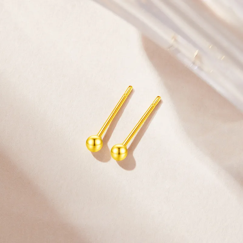 Lao Feng Xiang 999 Fine Silver Stud Earrings Women's-1
