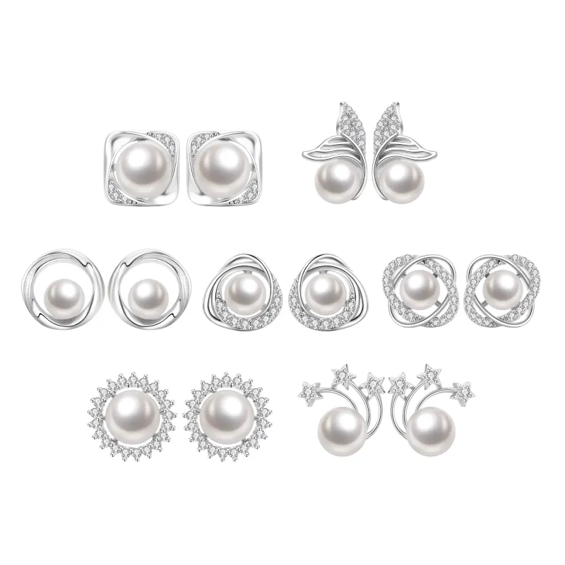 Lao Feng Xiang Pearl Stud Earrings Women's-2