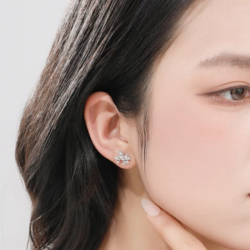 Lao Feng Xiang S925 Sterling Silver Stud Earrings For Women's Women's-2