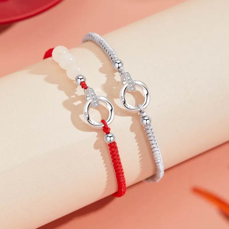 Lao Feng Xiang S999 Fine Silver Sterling Silver Bracelet Pair Unisex-12