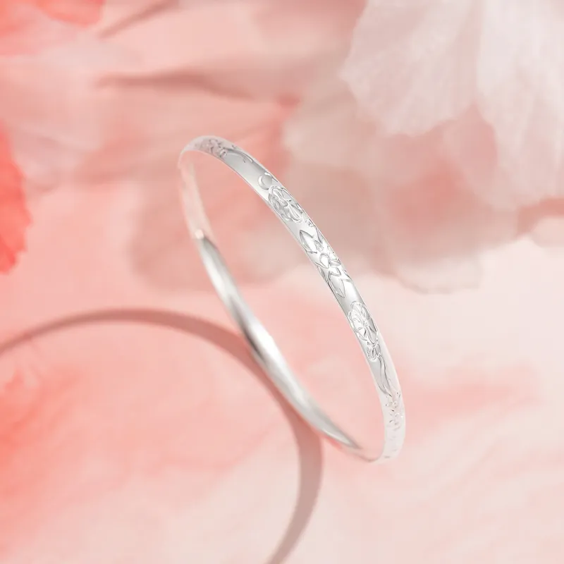 Lao Feng Xiang 999 Fine Silver Bangles Women's-1