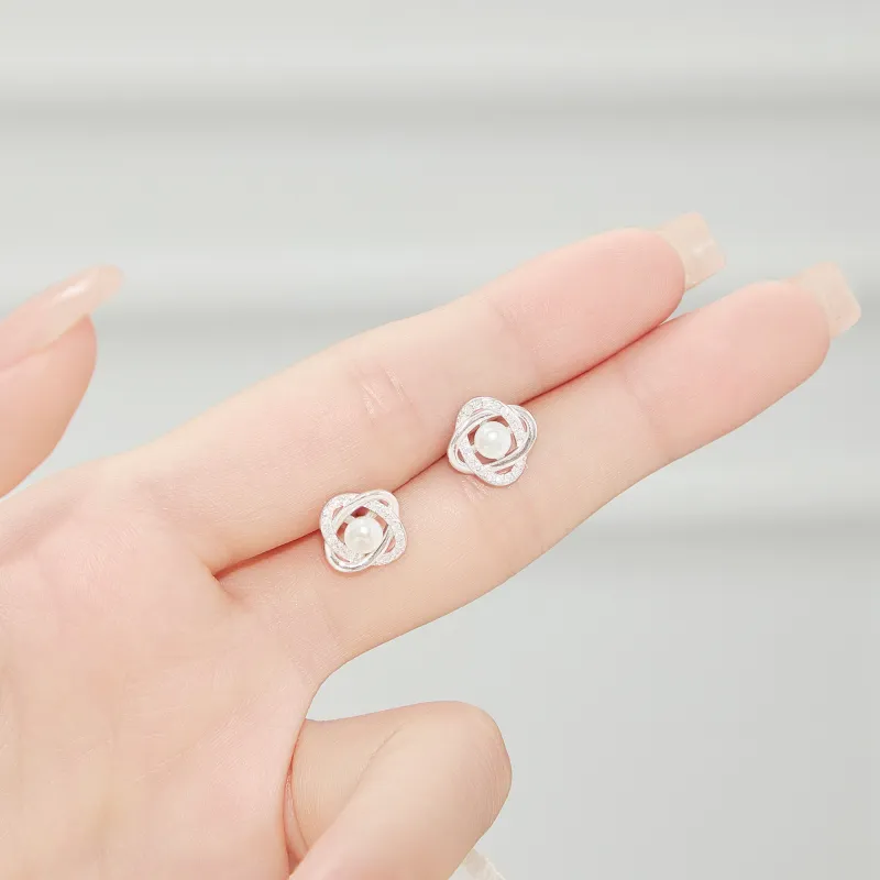 Lao Feng Xiang Pearl Stud Earrings Women's-2