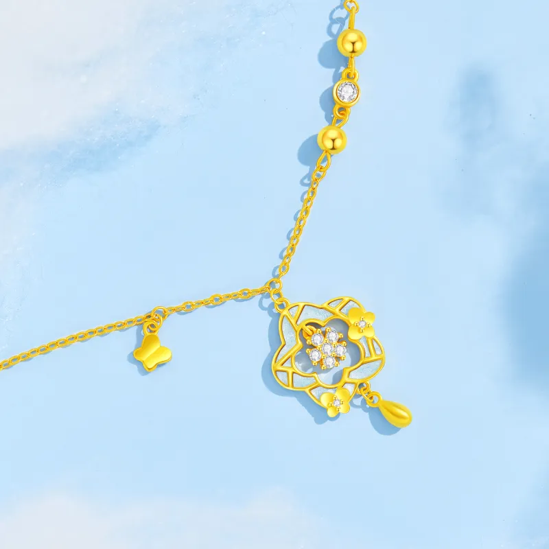 Lao Feng Xiang S925 Silver Necklaces Women's-3