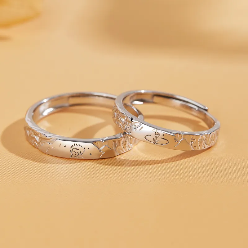 Lao Feng Xiang S999 Fine Silver Ring Pair Unisex-1