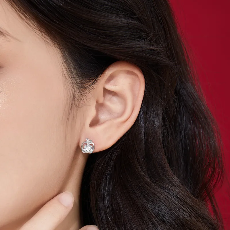 Lao Feng Xiang S999 Silver Sterling Silver Stud Earrings Women's-2