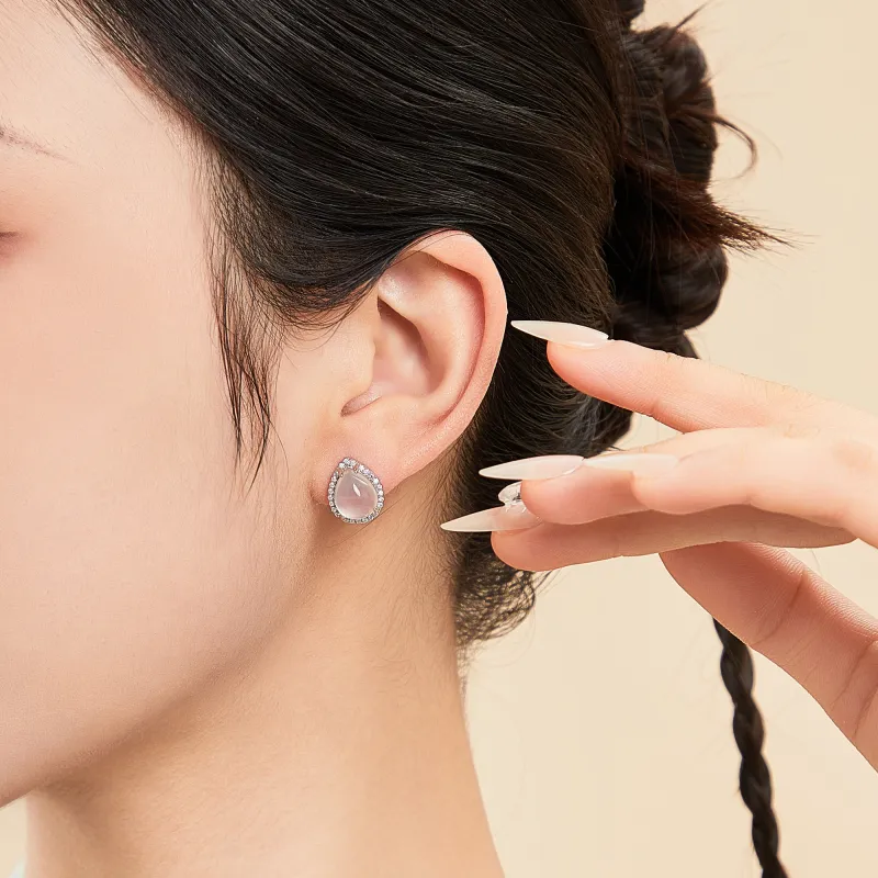 Lao Feng Xiang S925 Silver Stud Earrings Women's-4