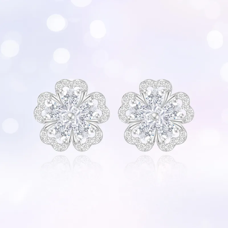 Lao Feng Xiang S925 Silver Stud Earrings Women's-1