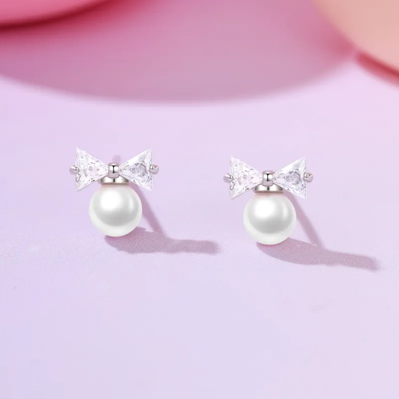 Lao Feng Xiang S925 Silver Stud Earrings Women's-1