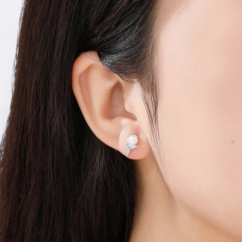 Lao Feng Xiang Pearl Stud Earrings Women's-3
