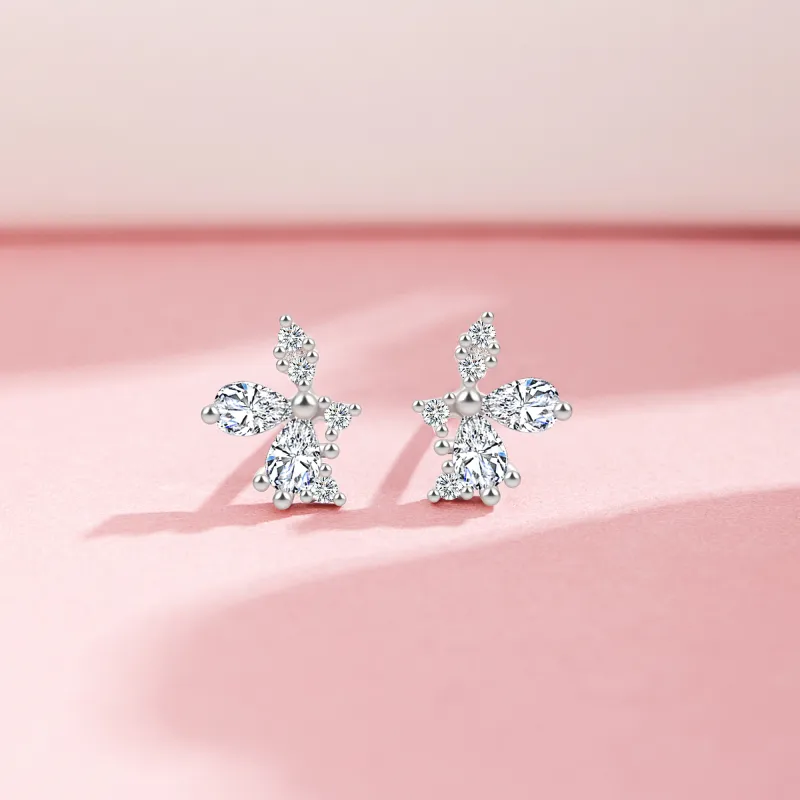 Lao Feng Xiang S999 Fine Silver Stud Earrings Women's-4