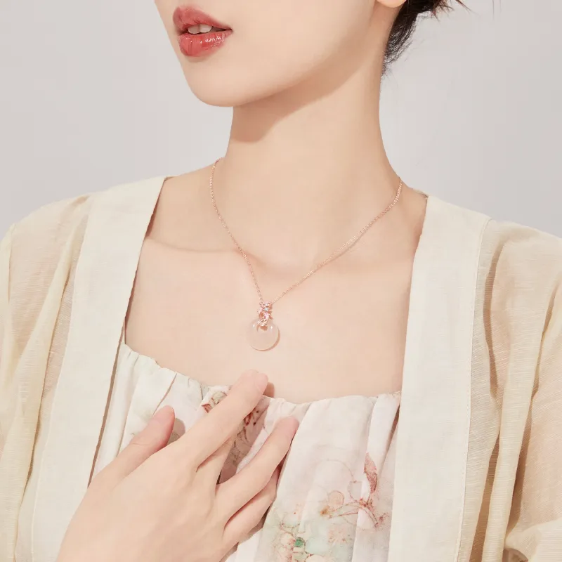 Lao Feng Xiang Chalcedony Jade Necklace For Women's Women's-11