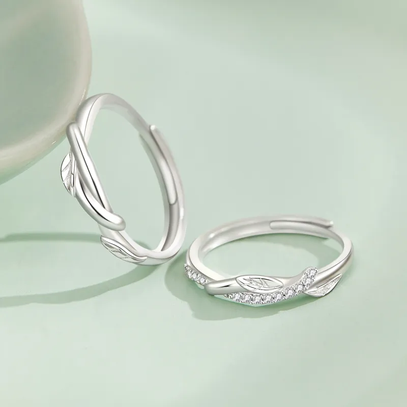 Lao Feng Xiang S925 Silver Ring Pair Unisex-5