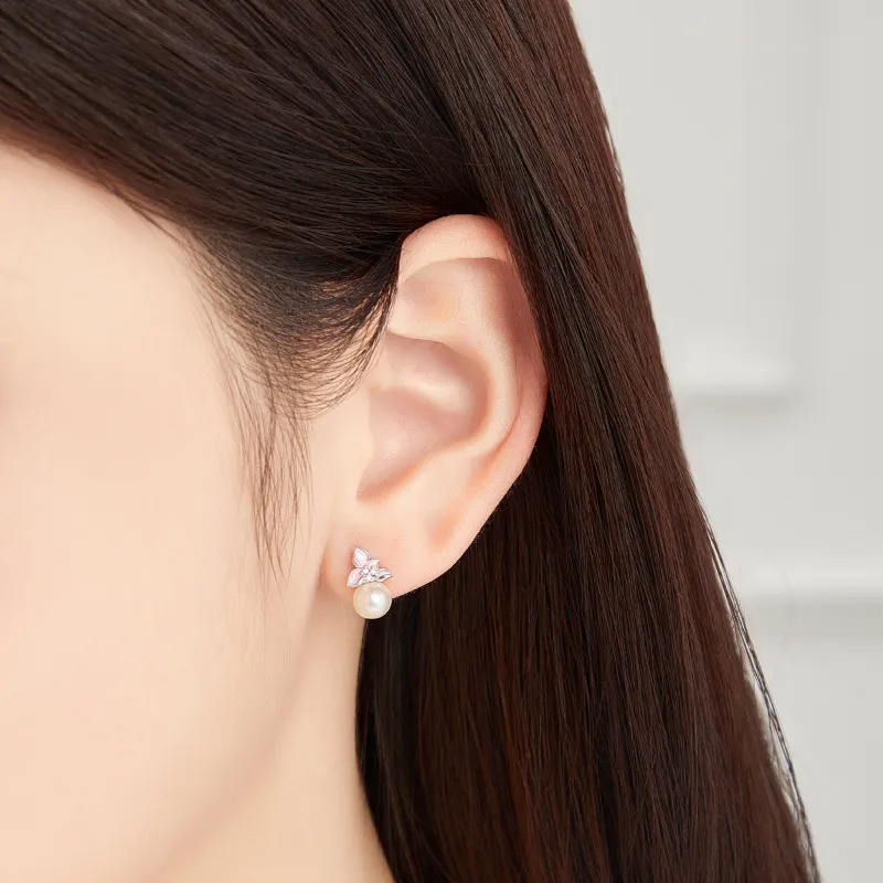 Lao Feng Xiang Pearl Stud Earrings Women's-2