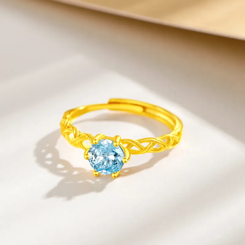 Lao Feng Xiang Natural Topazes Rings Women's-5