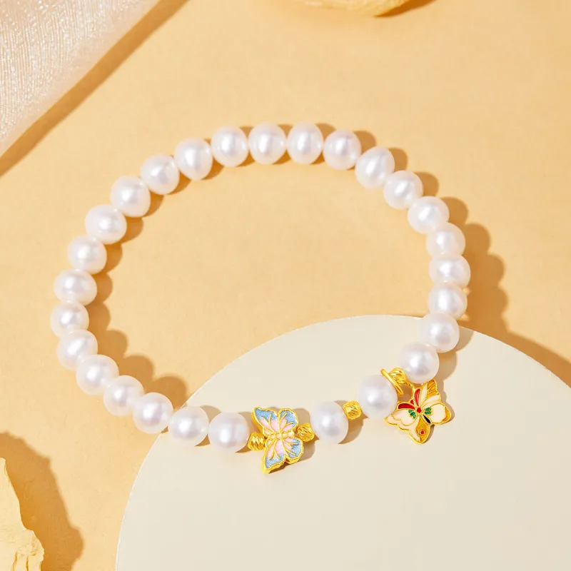 Lao Feng Xiang Pearl S925 Sterling Silver Bracelet Women's-4