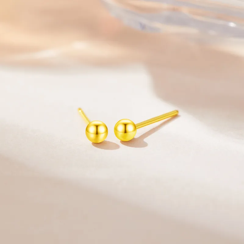 Lao Feng Xiang 999 Fine Silver Stud Earrings Women's-3