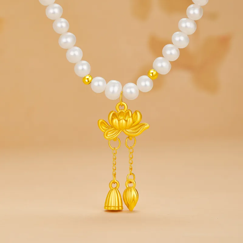 Lao Feng Xiang Pearl Necklaces Women's-3