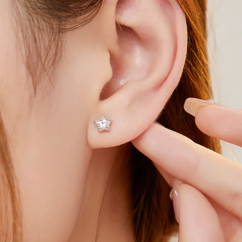 Lao Feng Xiang S925 Silver Pair Of Stud Earrings Women's-6