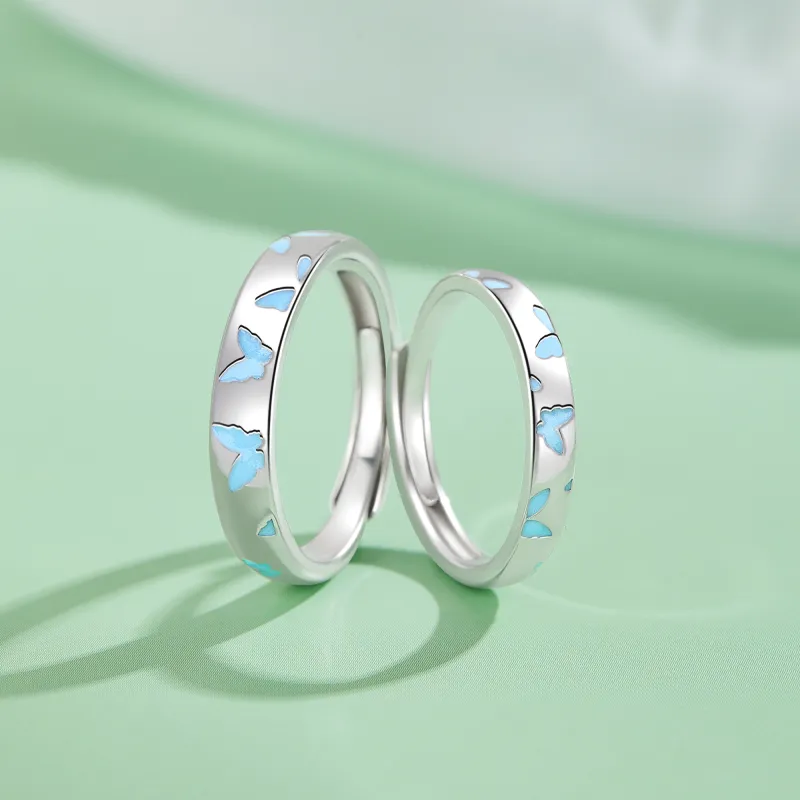 Lao Feng Xiang S925 Sterling Silver Ring Pair Unisex-5