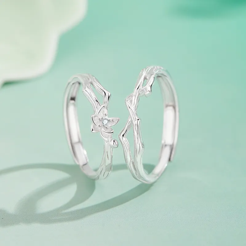 Lao Feng Xiang S925 Sterling Silver Ring Pair Unisex-1