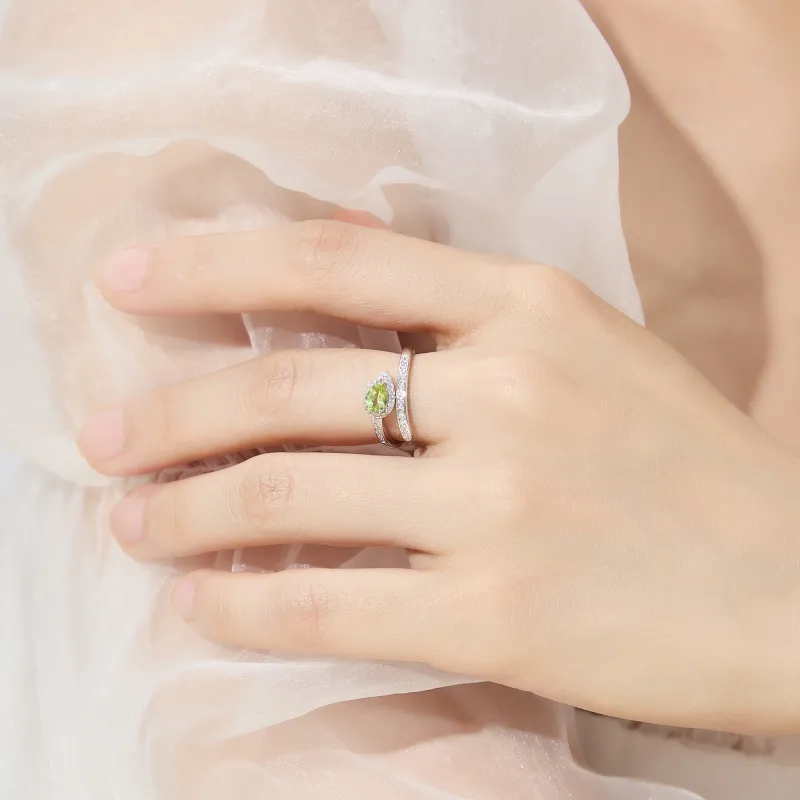 Lao Feng Xiang Natural Peridots Rings Women's-6